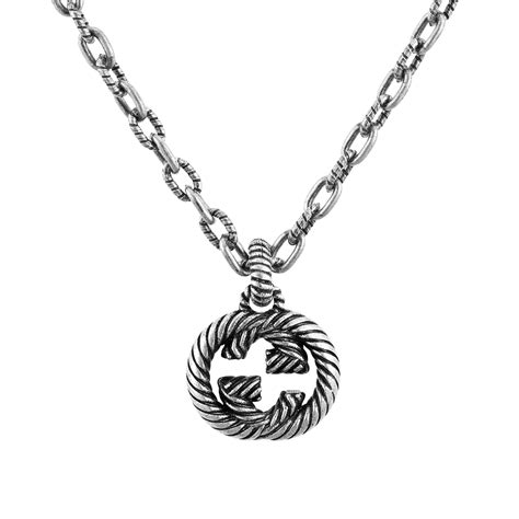 gucci clover necklace|interlocking g necklace in silver.